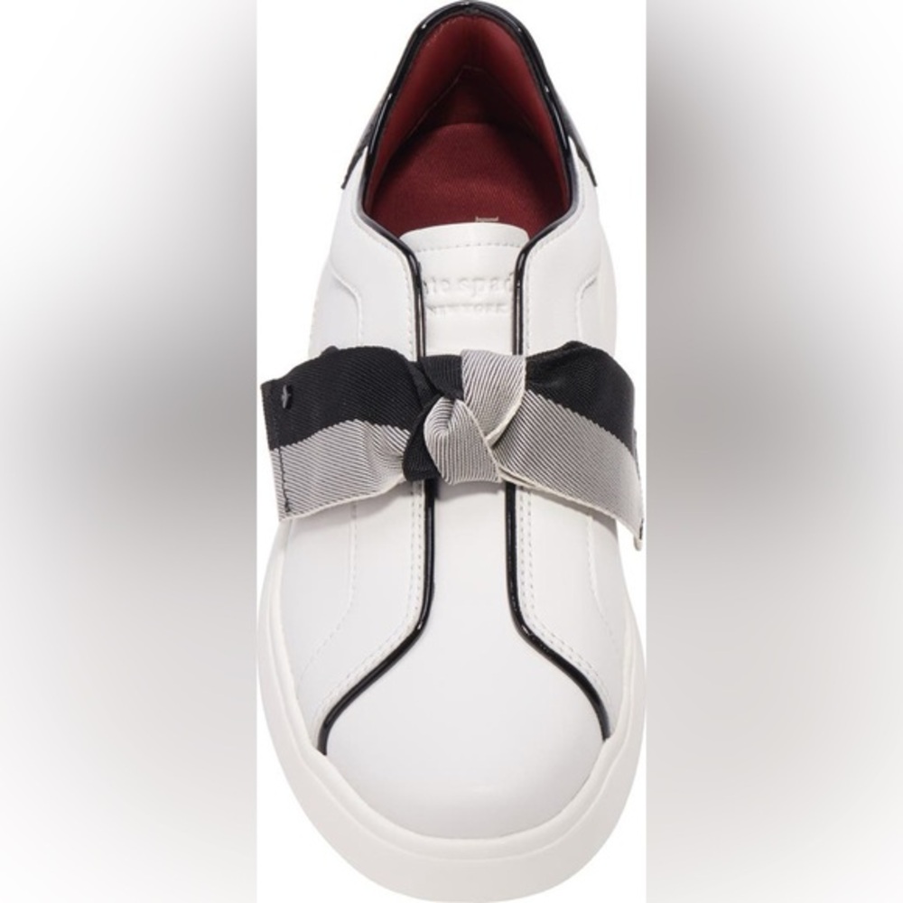 UEC Kate Spade New York Lexi sneakers optic white with a black/gray bow Sz 8.5